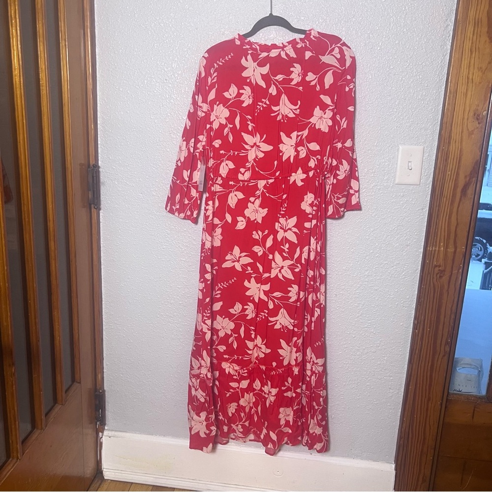 Croft & Barrow Red Floral Long Sleeve Dress - Picture 5 of 5